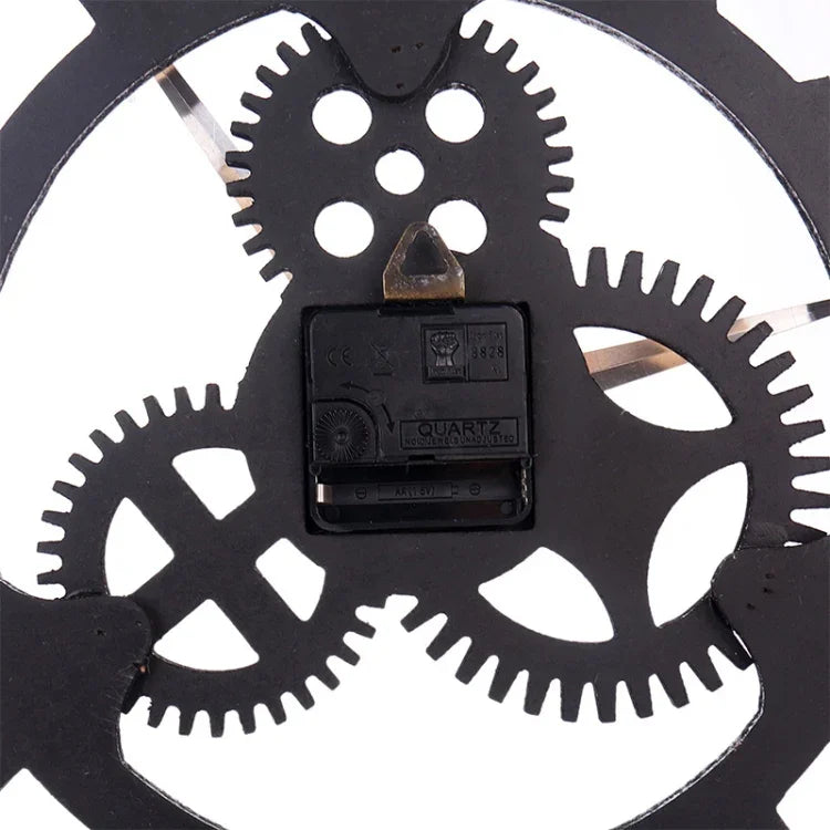 Relógio de Engrenagem Retro Redondo de Madeira de um Lado com Números, Diâmetro: 58cm, Números 58, Números 58cm