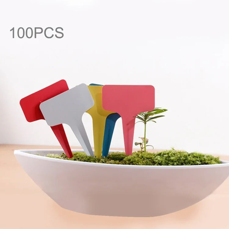 100PCS Etiquetas Florais Etiquetas de Jardinagem Etiqueta em T para Inserção Etiqueta para Vasos, Entrega de Cor Aleatória, Etiqueta para Plantas 4