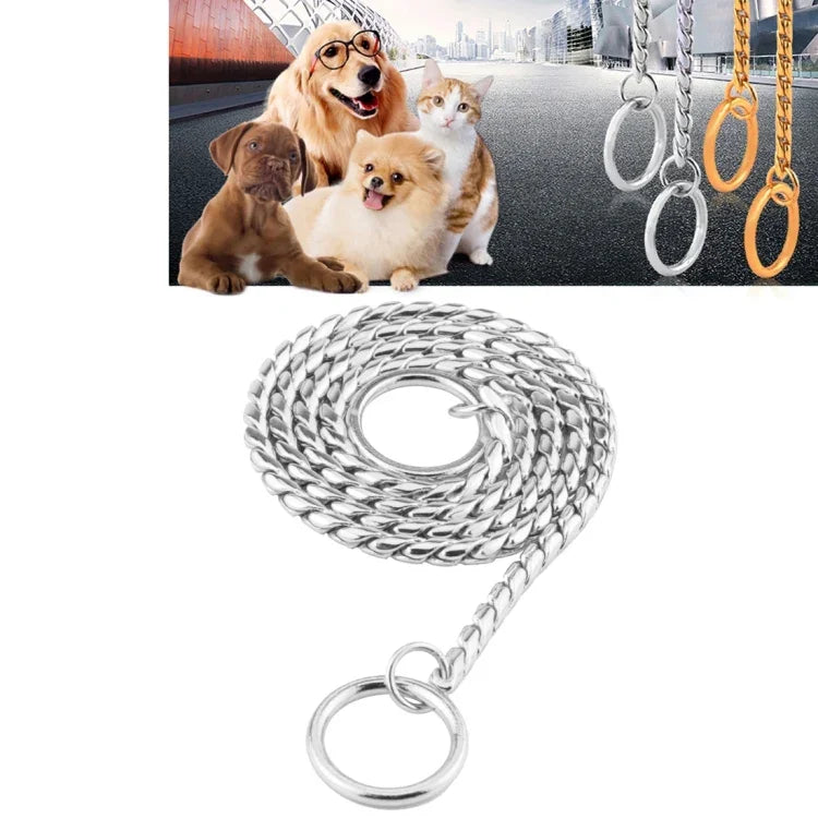 Coleiras para Animais Correia de Pescoço para Cão Colar de Cobra Corrente para Cão Corrente Metálica Sólida, Comprimento: 40cm, 40cm