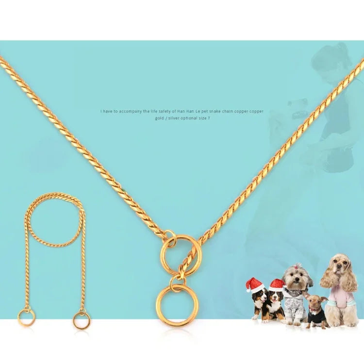 Coleiras para Animais Correia de Pescoço para Cão Colar de Cobra Corrente para Cão Corrente Metálica Sólida, Comprimento: 50cm, 50cm