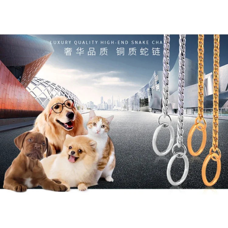 Coleiras para Animais Correia de Pescoço para Cão Colar de Cobra Corrente para Cão Corrente Metálica Sólida, Comprimento: 50cm, 50cm