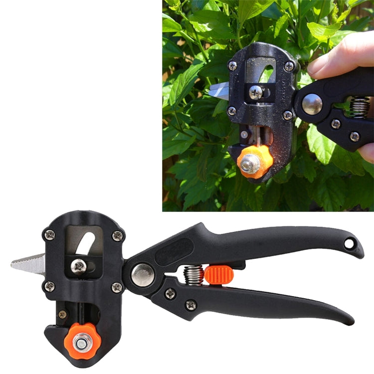 Conjunto Profissional de Ferramentas de Enxertia Tesouras de Poda Máquina de Enxertia para Mudas Dispositivo de Enxertia com Três Lâminas, uma Faca Cruzada, uma Chave, Preto