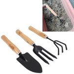 Rake Shovel Digging Trowel 3 in 1  Wooden Handle Metal Head Mini Garden Plant Tool Gardening Tool Garden Flower Tools Garden Tools Combination Set, Plant Tool 3