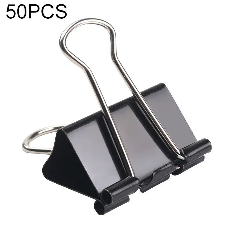 50 Clipes de Metal Pretos de 32mm para Notas, Cartas e Papel, 50 Unidades / 32mm