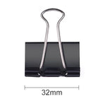 50 Clipes de Metal Pretos de 32mm para Notas, Cartas e Papel, 50 Unidades / 32mm