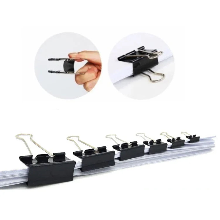50 Clipes de Metal Pretos de 32mm para Notas, Cartas e Papel, 50 Unidades / 32mm