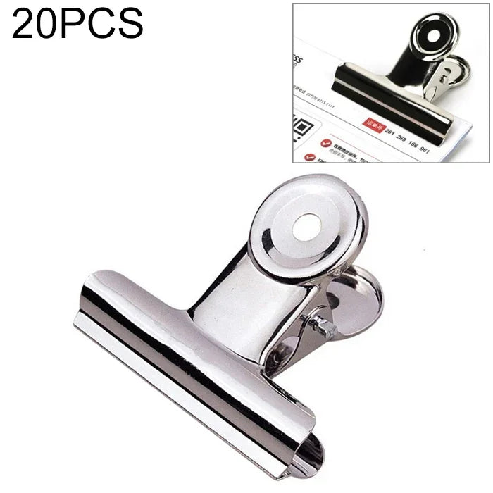 20 Clipes Redondos de Metal Prateado em Aço Inoxidável de 31mm para Notas, Cartas e Papel, 20 Unidades / 31mm