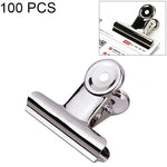100 Clipes Redondos de Metal Prateado em Aço Inoxidável de 22mm para Notas, Cartas e Papel, 100 Unidades / 22mm