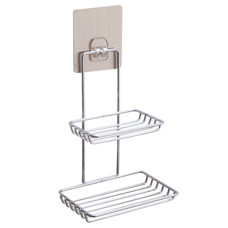 Suporte criativo para sabão em aço inoxidável de dupla camada, estilo autocolante mágico sem marcas, prateleira de casa de banho
