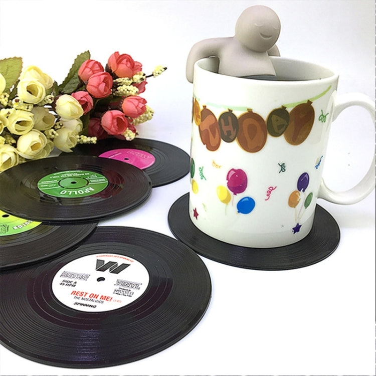 6 PCS/Conjunto Porta-copos Retro em Vinil Preto com Disco de CD, Decoração para Mesa de Casa, Tapete para Copos, Decoração para Café, Tapete para Bebidas, Diâmetro: 10.7cm, 6 PCS Tapete para Copos