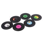 6 PCS/Conjunto Porta-copos Retro em Vinil Preto com Disco de CD, Decoração para Mesa de Casa, Tapete para Copos, Decoração para Café, Tapete para Bebidas, Diâmetro: 10.7cm, 6 PCS Tapete para Copos