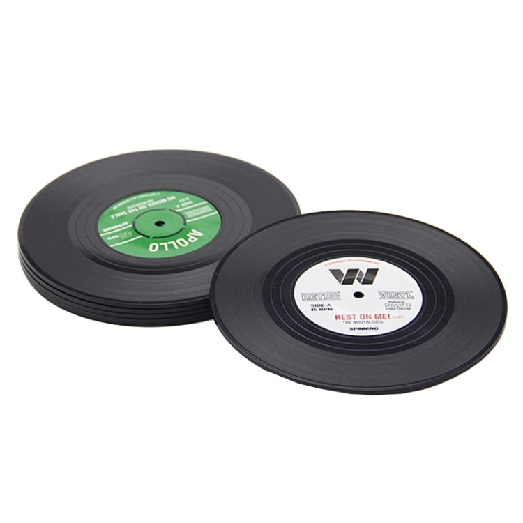 6 PCS/Conjunto Porta-copos Retro em Vinil Preto com Disco de CD, Decoração para Mesa de Casa, Tapete para Copos, Decoração para Café, Tapete para Bebidas, Diâmetro: 10.7cm, 6 PCS Tapete para Copos