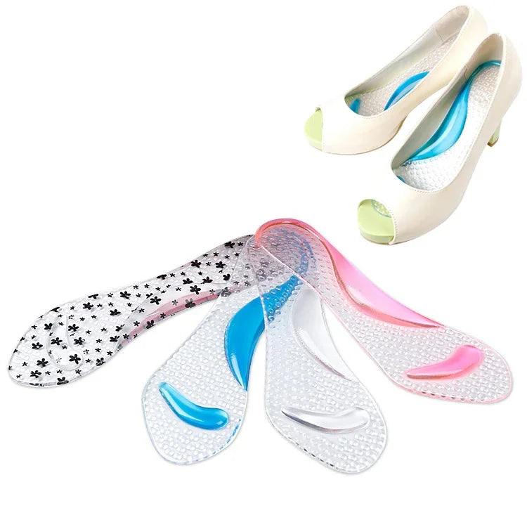 Palmilhas de Silicone para Mulheres com Gel, Massagem, Suporte para Arco, Ortopédicas para Pé Plano, Prevenção, Almofada para Sapatos de Salto Alto, Envio de Cor Aleatória