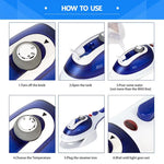 Vaporizador Manual Multifuncional para Uso Doméstico, Portátil para Viagem, Máquina de Vapor Quente com Fundo Cerâmico, Escova de Flanela, Escova de Cabelo e Copo Medidor, Ficha EU, Ficha EU Roxo, Ficha EU Azul