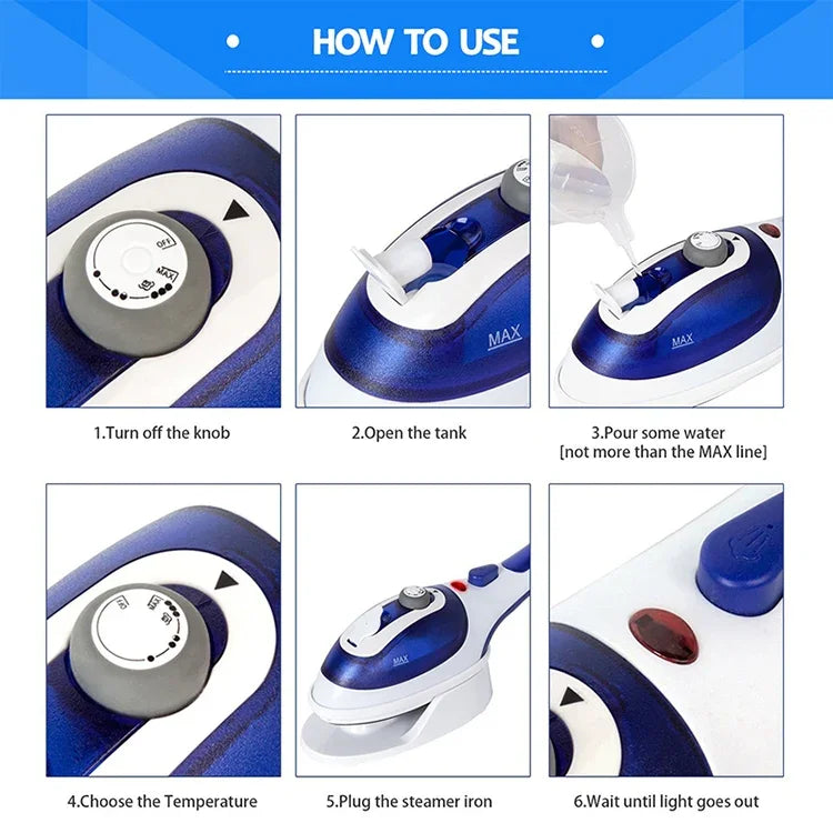 Vaporizador Manual Multifuncional para Uso Doméstico, Portátil para Viagem, Máquina de Vapor Quente com Fundo Cerâmico, Escova de Flanela, Escova de Cabelo e Copo Medidor, Ficha EU, Ficha EU Roxo, Ficha EU Azul