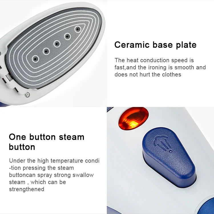Vaporizador Manual Multifuncional para Uso Doméstico, Portátil para Viagem, Máquina de Vapor Quente com Fundo Cerâmico, Escova de Flanela, Escova de Cabelo e Copo Medidor, Ficha EU, Ficha EU Roxo, Ficha EU Azul