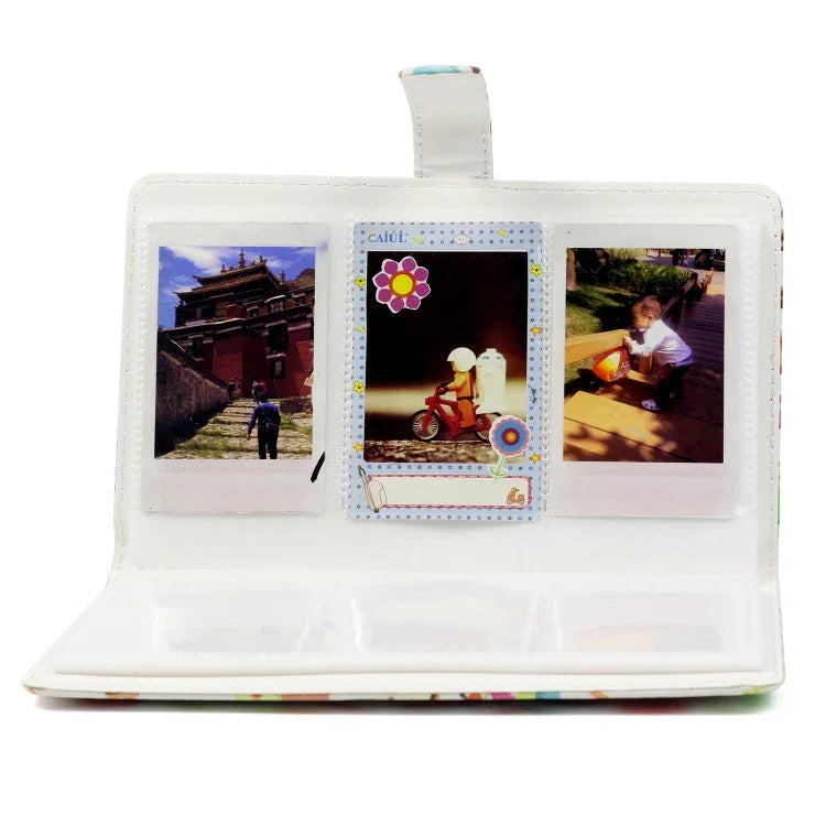 Padrão de Sobremesa Álbum de Fotos Exquisito de 32 Páginas Tipo Inserção Criativa DIY PU Mini 3 polegadas para Polaroid, Sobremesa