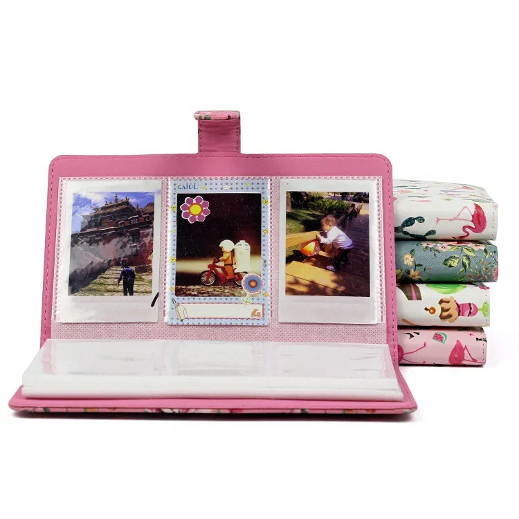 Padrão de Flamingo Rosa Álbum de Fotos Exquisito de 32 Páginas Tipo Inserção Criativa DIY PU Mini 3 polegadas para Polaroid, Flamingo Rosa