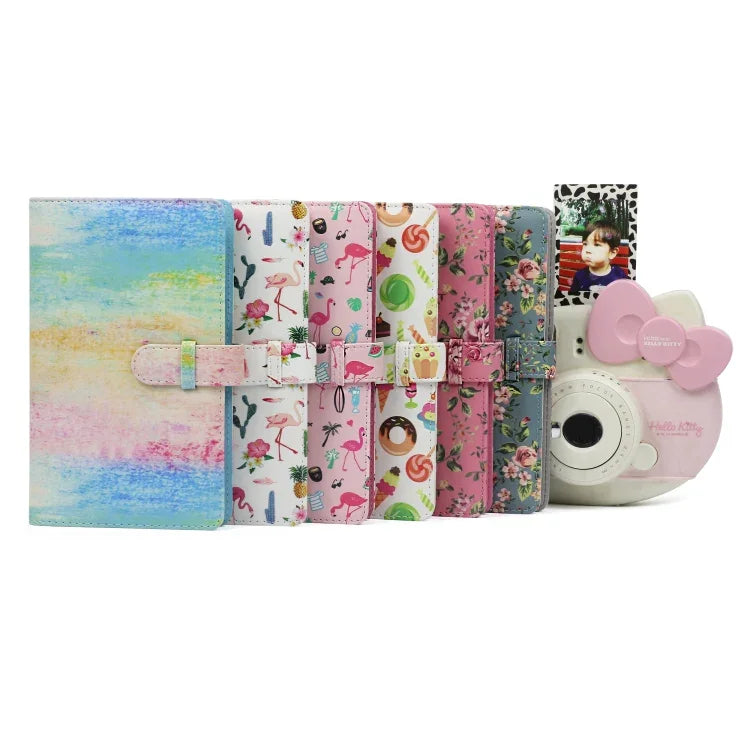 Padrão de Flamingo Rosa Álbum de Fotos Exquisito de 32 Páginas Tipo Inserção Criativa DIY PU Mini 3 polegadas para Polaroid, Flamingo Rosa