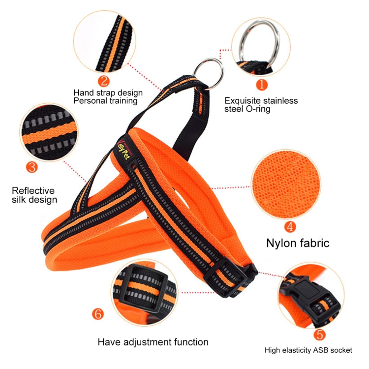 Peitoral Refletor A7 em Poliéster para Cães Grandes com Trela de Tração e Corrente de Segurança, Tamanho: S, 2.0*50*62cm, Tamanho: S, 2.0*50*62cm