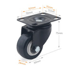 2 PCS Roda Universal Silenciosa de 2 polegadas para Móveis, Armário, Mesa de Café, Roda Universal de 2 polegadas