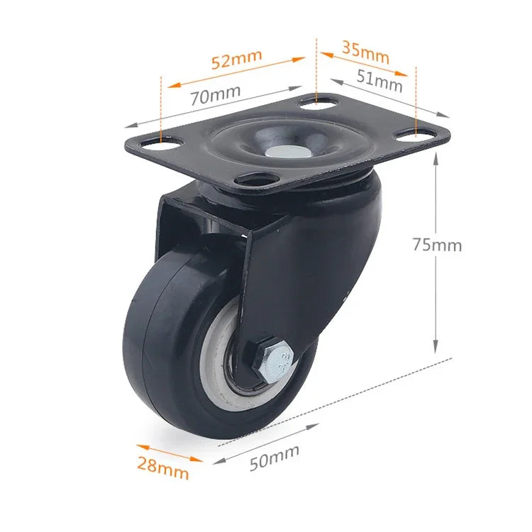 2 PCS Roda Universal Silenciosa de 2 polegadas para Móveis, Armário, Mesa de Café, Roda Universal de 2 polegadas