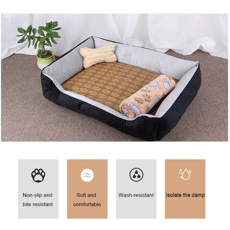 Manta Macia Grande e Quente para Canil com Padrão de Osso de Cão para Cão e Gato, Tamanho: M, 70×50×15cm, Tamanho: M