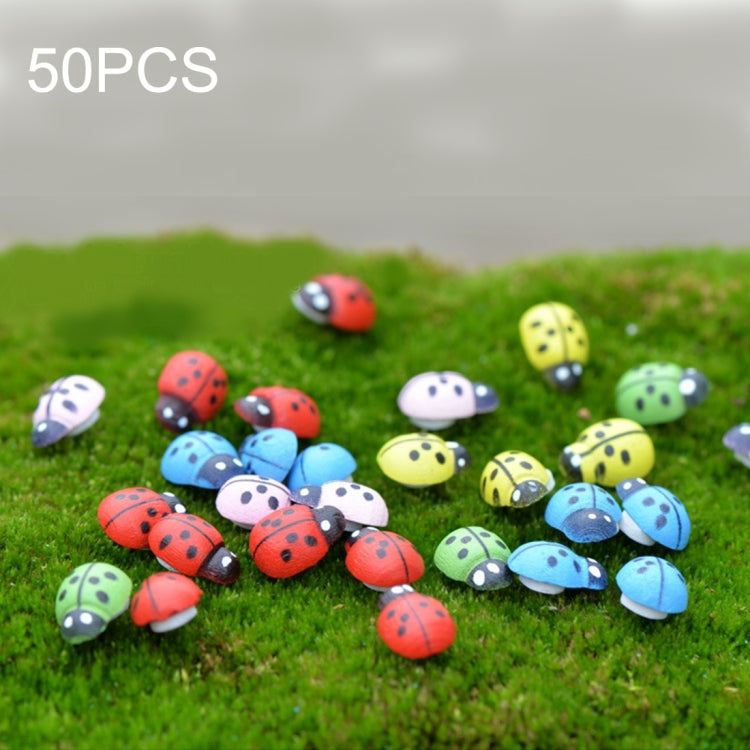 50pcs Cabochões de Madeira Coloridos Mistos Joaninha para Decoração Artesanato de Decoração com Joaninhas de Madeira Ornamentos de Micro-paisagem Acessórios Ornamentos Multi-carne, Cor Mista
