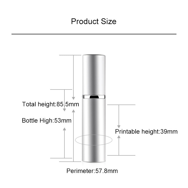 Atomizadores de Névoa Fina de Perfume em Vidro Mini Portáteis Recarregáveis com Exterior Metálico, 5ml