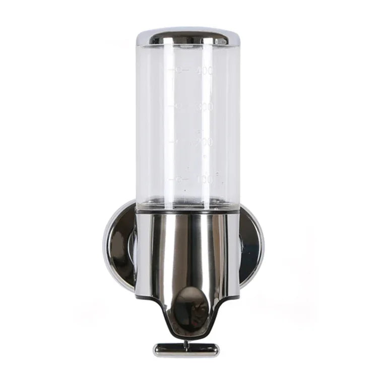 Dispensador manual de duche para hotel, montado na parede, para líquido de lavagem, champô, sabonete, capacidade: 500ml, 500ml/branco transparente