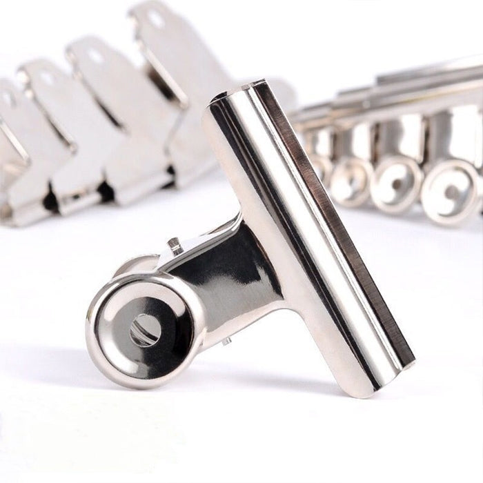 10 Clips Redondos de Metal Prateado em Aço Inoxidável de 63mm para Notas e Cartas, 10PCS / 63mm