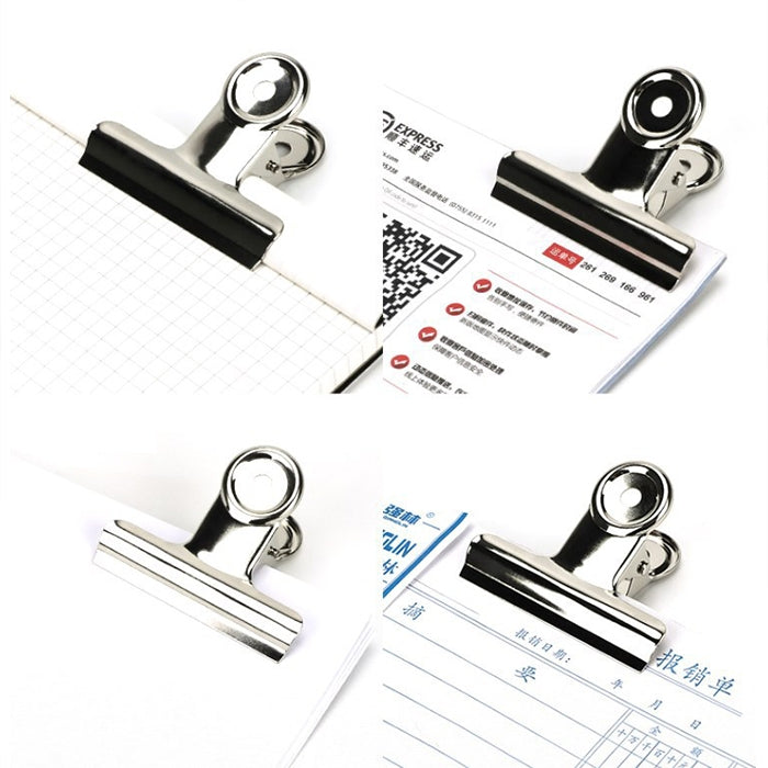 10 Clips Redondos de Metal Prateado em Aço Inoxidável de 63mm para Notas e Cartas, 10PCS / 63mm