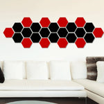 12 PCS Conjunto de Autocolantes de Parede Espelho Hexagonal 3D, Tamanho: 10*10cm, Preto, Dourado, Vermelho, Prateado
