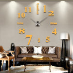 Relógio de Parede Criativo 3D com Espelho Autocolante DIY, Tamanho: 120*120cm, Tamanho: 120*120cm(Branco), Tamanho: 120*120cm(Amarelo), Tamanho: 120*120cm(Preto)