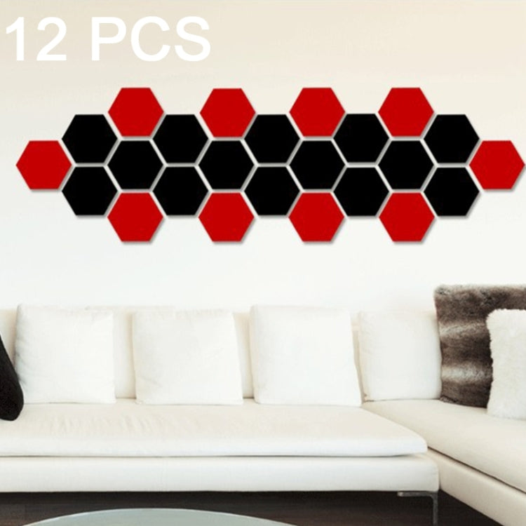 12 PCS Conjunto de Autocolantes de Parede Espelho Hexagonal 3D, Tamanho: 8*8cm, Azul, Prateado, Preto, Dourado