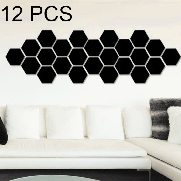 Conjunto de 12 Autocolantes de Parede Espelho Hexagonal 3D, Tamanho: 4*4cm, Tamanho: 4*4cm (Preto), Tamanho: 4*4cm (Dourado), Tamanho: 4*4cm (Prateado)