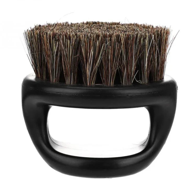 Escova Portátil para Homens com Design de Anel, Escova de Javali Preta em ABS para Corte de Cabelo, Limpeza e Barbear