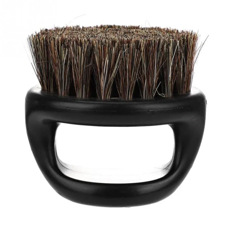 Escova Portátil para Homens com Design de Anel, Escova de Javali Preta em ABS para Corte de Cabelo, Limpeza e Barbear