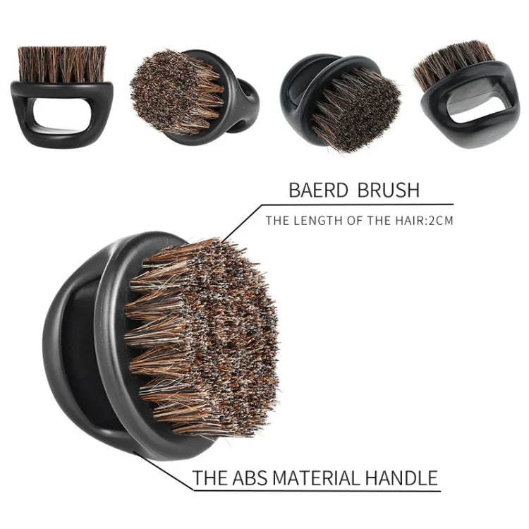 Escova Portátil para Homens com Design de Anel, Escova de Javali Preta em ABS para Corte de Cabelo, Limpeza e Barbear