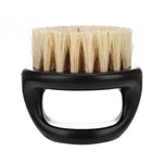 Escova Portátil para Homens com Design de Anel, Escova de Javali Preta em ABS para Corte de Cabelo, Limpeza e Barbear