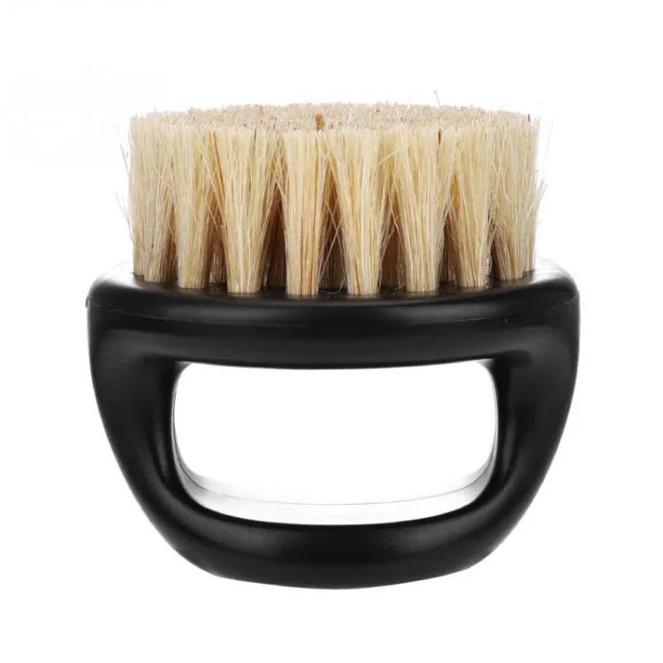 Escova Portátil para Homens com Design de Anel, Escova de Javali Preta em ABS para Corte de Cabelo, Limpeza e Barbear