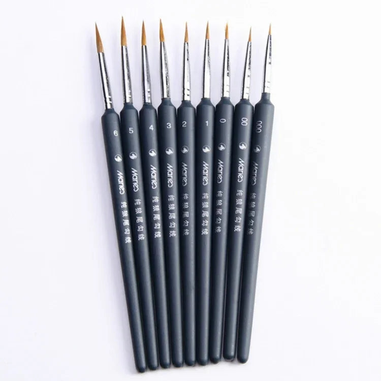 Pincel de Cerdas de Doninha para Arte 9 em 1, Pincel de Linha para Aguarela, Pincel para Desenhar Bordas, Pincel para Pintura a Óleo