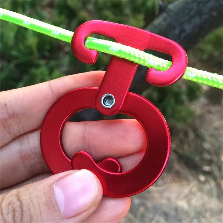 3 Peças de Ganchos para Corda em Liga de Alumínio para Escalada, Caminhadas e Camping, Fecho para Pendurar Luz de Tenda, 3 Peças de Ganchos para Corda
