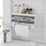 Suporte de Filme Adesivo Montado na Parede para Cozinha Armazenamento Rack Suporte Dispositivo de Corte, Tamanho: 39 x 10 x 24cm, Cinzento