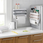 Suporte de Filme Adesivo Montado na Parede para Cozinha Armazenamento Rack Suporte Dispositivo de Corte, Tamanho: 39 x 10 x 24cm, Cinzento
