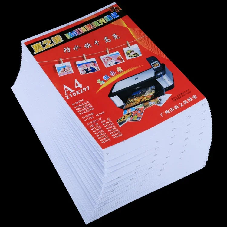 50 Folhas de Papel Fotográfico Brilhante Impermeável A4 8,3 x 11,7 polegadas para Impressoras Inkjet, A4