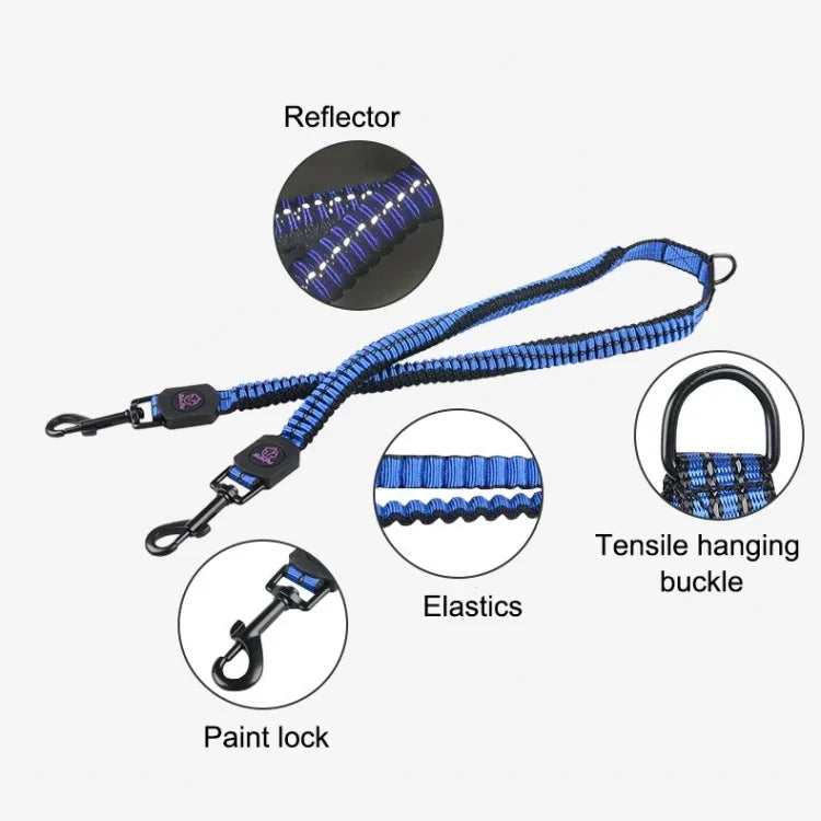 Trela Telescópica de Buffer Duplo para Animais, Corda Trançada Refletora em Nylon, Pequena, Comprimento: 70cm, Entrega em Cor Aleatória, Tração Dupla 70cm