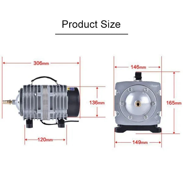 ACO-012A Bomba de Ar Electromagnética 390W 158L/Min Compressor para Tanque de Peixes e Marisco Aumenta o Fluxo de Oxigénio, Ficha US, ACO-012A