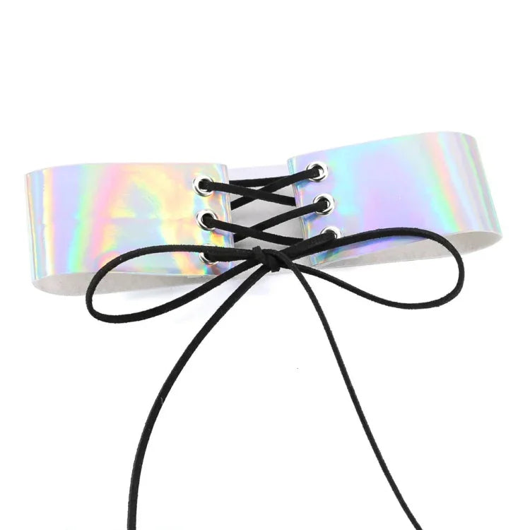 Colar de Moda Europeu e Americano com Colarinho Sexy Simples e Laser com Pele a Brilhar, Entrega de Cor Aleatória, QCSF