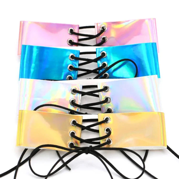 Colar de Moda Europeu e Americano com Colarinho Sexy Simples e Laser com Pele a Brilhar, Entrega de Cor Aleatória, QCSF